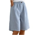 thumbnail image 1 of FNFYFH Bermuda Shorts for Women Knee Length High Waisted Wide Leg Shorts Summer Casual Lounge Shorts with Pockets, 1 of 5