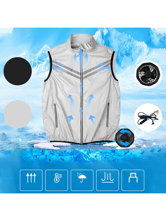 Big and Tall Cooling Vest Jacket with 2 Fans Mens Air Conditioner Lightweight Vests
