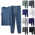 thumbnail image 1 of FNFYFH Big and Tall Modal Pajamas Set for Men Sleeveless Tank Top and Jogger Pants Sets 2 Piece Loungewear Sleepwear Comfy Outfit for Husband, 1 of 6