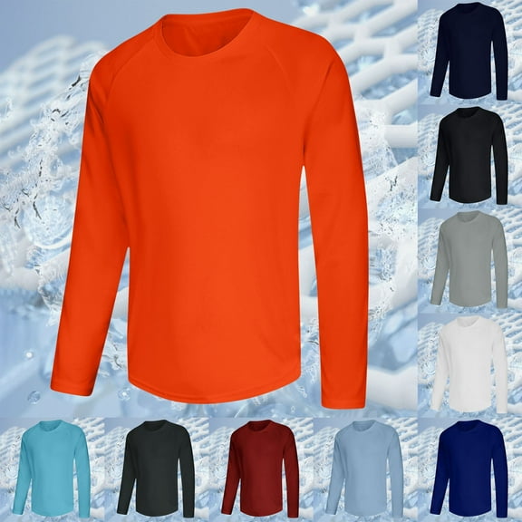 FNFYFH Big and Tall Rash Guard for Men Long Sleeve Mens Swim Shirt Fishing Hiking UPF+ 50 UV Protection