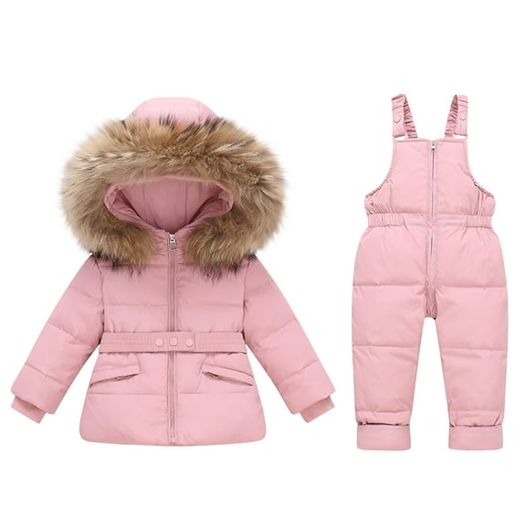 FNFYFH Boys Girls Ski Jacket and Snowbib Snowsuit Set 2 Piece Hooded Puffer Jacket and Overall Snowsuit Set for Little Kids