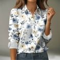 thumbnail image 1 of FNFYFH Button Down Shirts for Women Dressy Floral Printed Long Sleeve Blouse Collared Business Casual Work Tops, 1 of 5