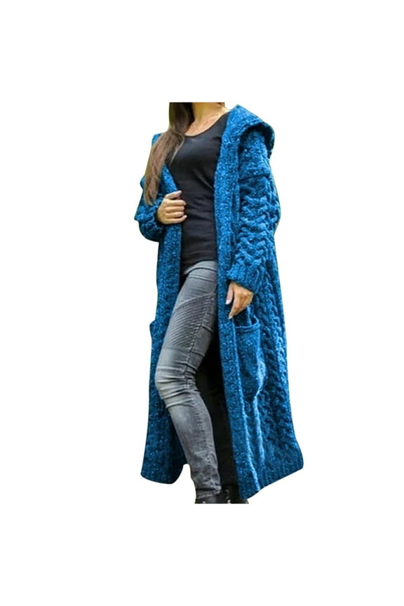 Cable Knit Cardigan Sweaters for Women Open Front Long Sleeve Hoodies Cardigans Fall Winter Solid Long Sweater with Pockets 2025 Trendy Outerwear Coat S-XXL