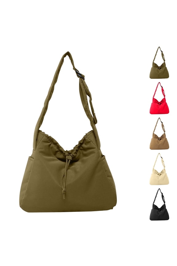 Canvas Messenger Bag Large Hobo Bag Crossbody Shoulder Bag Drawstring Tote Bag for Women and Men