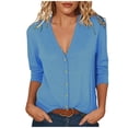 thumbnail image 1 of FNFYFH Cardigan Sweaters for Women 3/4 Sleeve Shrugs V Neck Button Down Lightweight Cardigans, 1 of 6
