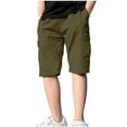 thumbnail image 1 of FNFYFH Cargo Shorts for Boys Half Pant Summer Cotton Short Pants with Pockets Kids Elastic Waisted Shorts,Khaki, 1 of 9
