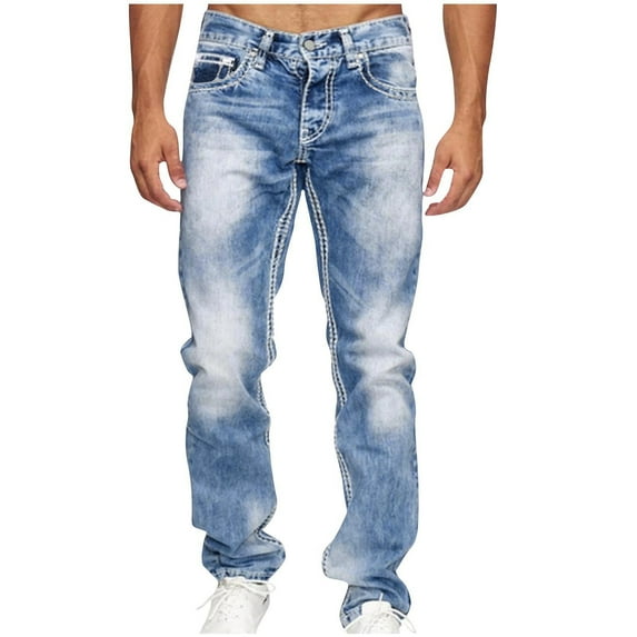 FNFYFH Classic Fit Washed Jeans for Men All Season Adult Denim Work Pants Everyday Casual Style Jean Pants
