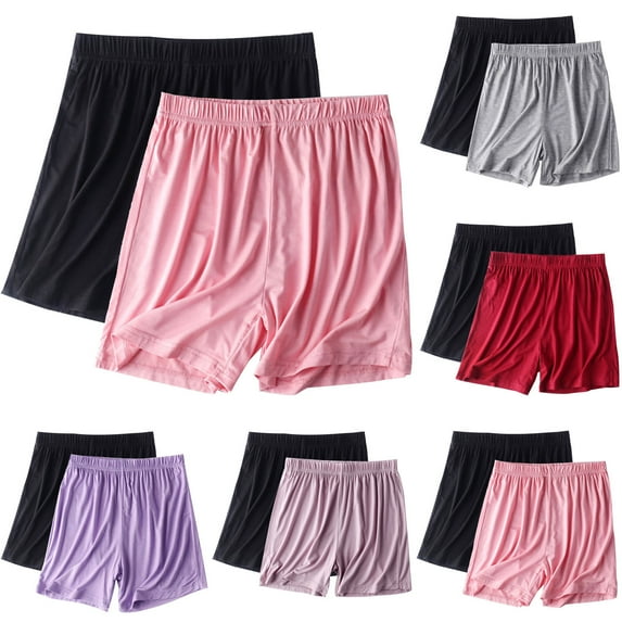 FNFYFH 2 Pack Pajama Shorts Womens Lounge Bottom Comfy Sleep Shorts Solid Color Pj Bottoms (Women's Plus Medium)