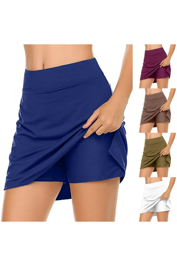 Blue Tennis Skirt Women L Athletic Golf Skorts Skirts Workout Running Sports Pleated Skirts (Women's Large)