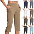 thumbnail image 1 of FNFYFH Capri Pants for Women Stretch High Waisted Capri Leggings Slim Fit Tummy Control Workout Legging,Coffee S-XXL, 1 of 8