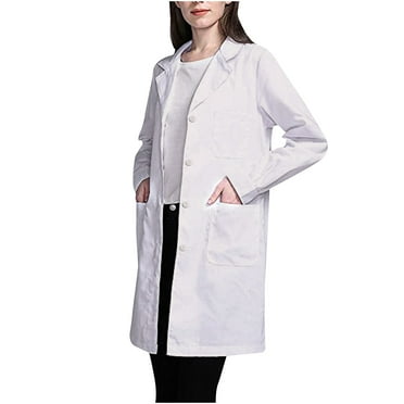 FNFYFH Clearance Cotton Lab Coat for Women, Button Long Sleeve Coats with Pockets ,White Long Jackets for Fall Winter ,2025 Loose Fit Lightweight Outerwear White XXL