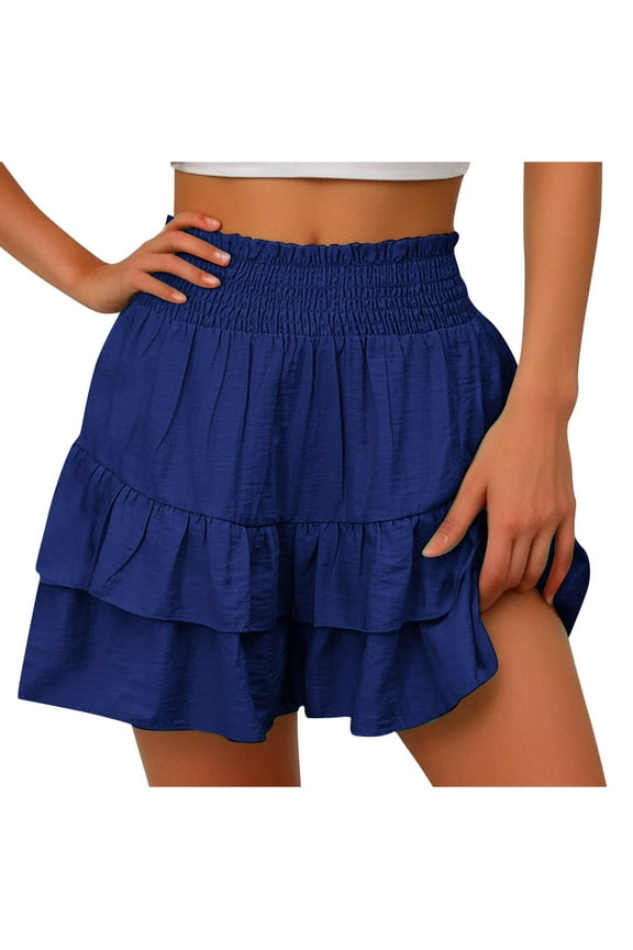 Clearance Flowy Shorts for Women Casual Boho Floral Skorts Ruffle Mini Skirts Running Tennis Buttery Sofy Short PantsS,M,L,XL,XXL