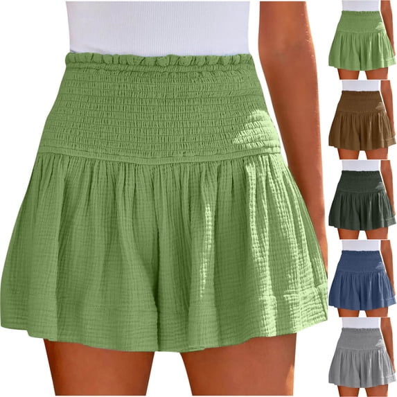 FNFYFH Flowy Shorts for Women Casual Boho Ruffle Tiered Skorts High Waist Mini Skirts (Women's XX-Large)