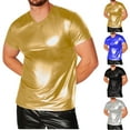 thumbnail image 1 of FNFYFH Men's Shiny T-Shirts Short Sleeve Tees Sparkly Shirts Glossy Summer Tops Silver,XXL, 1 of 4
