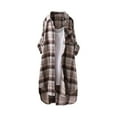 thumbnail image 1 of FNFYFH Clearance Plaid Shirts for Women Causal Button Long Sleeve Coat Loose Fit Lightweight Womens Shirt 2025 Trendy Print Lapel Coats Drop Sleeves ,Pink S-3XL, 1 of 3