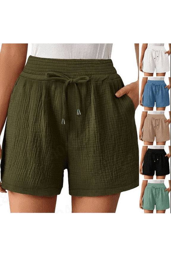 Shorts for Women with Pockets Drawstring Elastic High Waisted Shorts Summer Loose Fit Comfy Workout Shorts Womens Causal Sports Pants,Black S-XXL