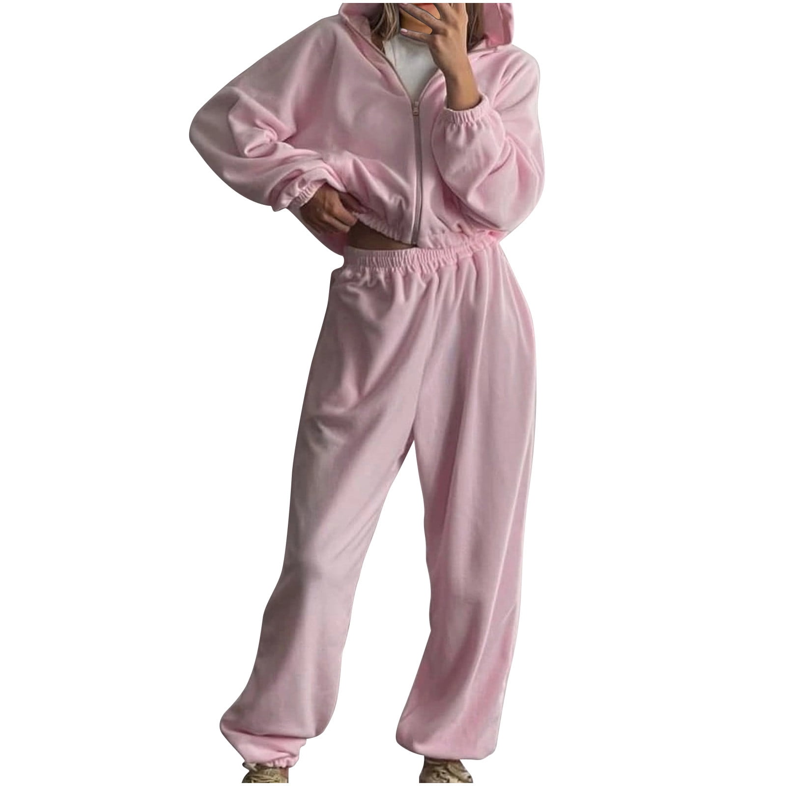 Velour Tracksuit Fioukiay Girls Sweatsuits Set Piece Outfits Zip