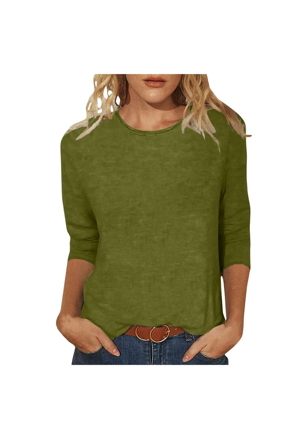 3/4 Sleeve Tops for Women Floral Casual Womens Tops 2025 Summer Contrast Basic Tees Comfy Lightweight Tunic Blouses