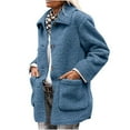 thumbnail image 1 of FNFYFH Clearance Winter Coat for Women Fuzzy Fleece Long Sleeve Coats with Pockets 2025 Thermal Button Jackets Outerwear Trendy Solid Lapel Jackets Green XXL, 1 of 9