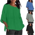 thumbnail image 1 of FNFYFH Womens 3/4 Sleeve Shirts Summer Loose Fit Hallow Out Tops Causal Comfy Three Quarter Sleeves Top Solid Color Blouse,Black S-5XL, 1 of 7
