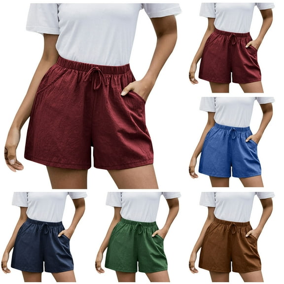 FNFYFH Womens Plus Size Shorts with Pockets Beach Wide Leg Short Pants High Waist Casual Linen Shorts (Women's XX-Large)