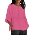 thumbnail image 1 of FNFYFH Plus Size Eyelet Tops for Women Embroidery 3/4 Sleeve Shirts Fashion Hollow Out Blouse Summer Going Out Tops, 1 of 6