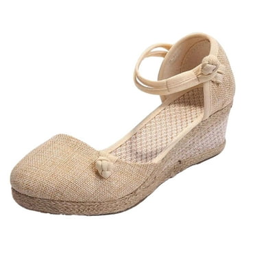 FNFYFH Closed Toe Sandals for Women Dressy Summer, Espadrilles Wedge Sandals for Women Girls Platform Closed Toe Ankle Strap Summer Shoes