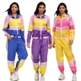 thumbnail image 1 of FNFYFH Color Block 2 Piece 80s 90s Outfits for Women Long Sleeve Windbreaker Jacket Tracksuit Set, 1 of 4