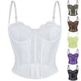 thumbnail image 1 of FNFYFH Corset Tops for Women Lace Mesh Bustier Going Out Party Club Crop Top with Buckle, 1 of 6