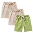 thumbnail image 1 of FNFYFH Cotton Linen Shorts for Girls 3 Pack Drawstring Elastic Waisted Shorts Solid Short Pants,Orange, 1 of 9
