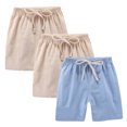 thumbnail image 1 of FNFYFH Cotton Linen Shorts for Girls 3 Pack Drawstring Elastic Waisted Shorts Solid Short Pants,Orange, 1 of 9