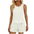 thumbnail image 1 of FNFYFH Cotton Pajamas for Women Set 2 Piece Short Sets Summer Tank Top Matching Shorts Lounge Set, 1 of 5