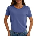 thumbnail image 1 of FNFYFH Cotton Shirts for Women Summer Crewneck Short Sleeve T-Shirt Causal Solid Tees,Pink, 1 of 7