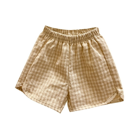 FNFYFH Cotton Shorts for Kids Summer Elastic Waisted Shorts Comfy Breathable Short Pants,Khaki