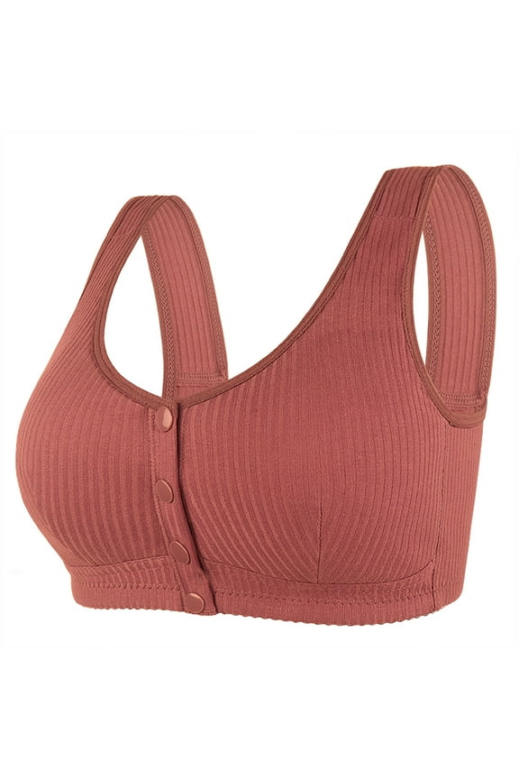 Cotton Sports Bras for Women Comfort Breathable Front Closure Bra Smoothing Wireless Bras with Support and Lift Longline Padded Seamless No Underwire Bra for Women