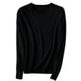 thumbnail image 1 of FNFYFH Crew Neck Sweater for Women Solid Color Sweaters Long Sleeve Knitted Jumper Tops Loose Fit Basic Tee Shirts, 1 of 6