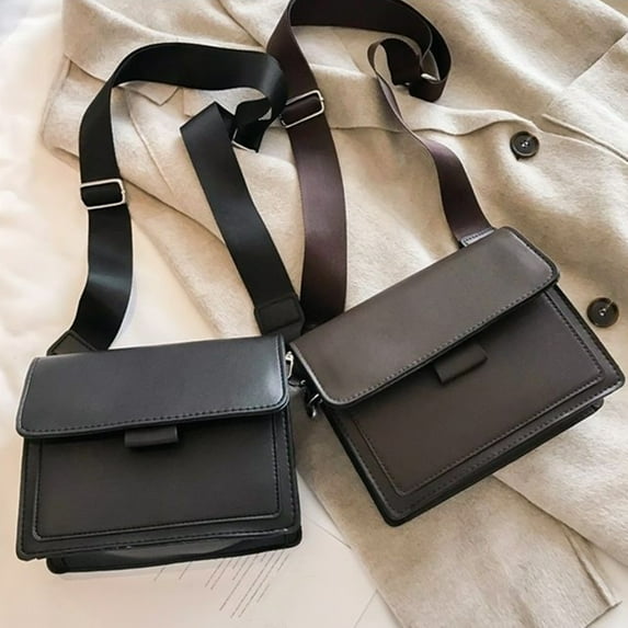 FNFYFH Crossbody Bag for Men Vegan PU Leather Small Messenger Shoulder Purse Side Satchel for Work Business Travel Daily