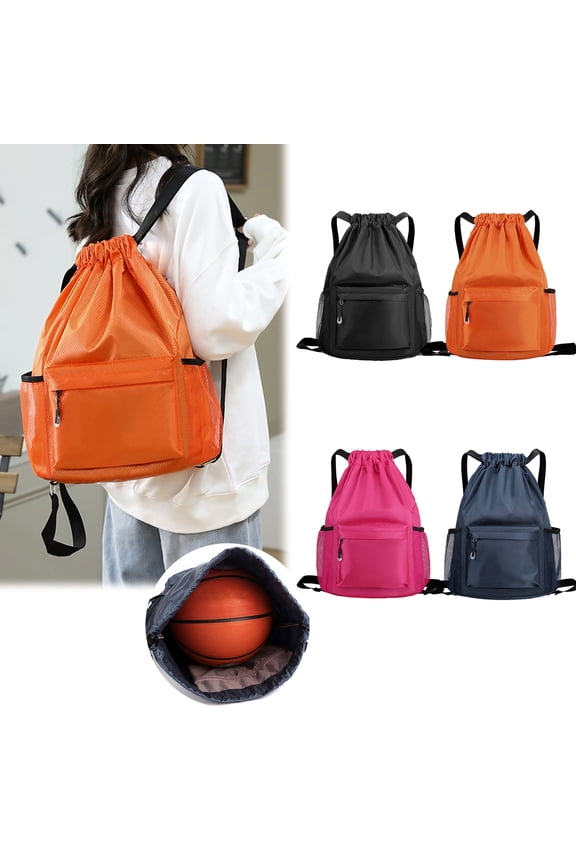 Drawstring Backpack Sports Gym Sackpack with Mesh Pockets Water-Resistant String Cinch Beach Bag for Men Women