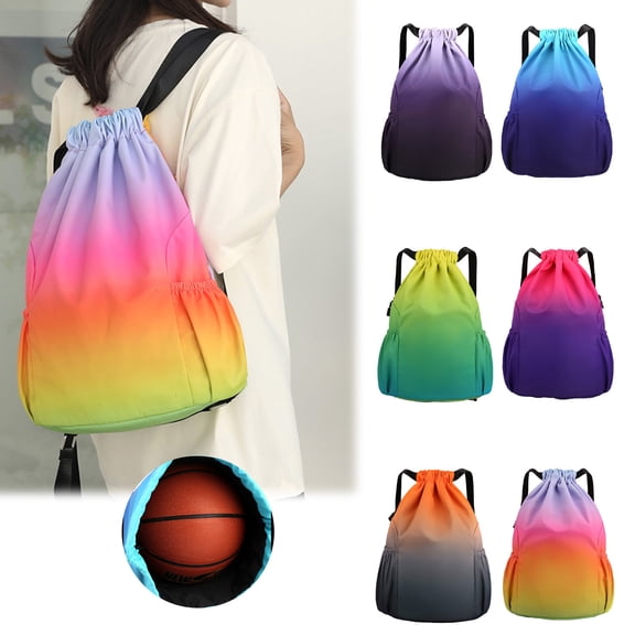 FNFYFH Drawstring Backpack,Unisex Tie Dye Bag With Outside Zipper Pocket, Oxford Drawstring Bags for Sports, Work
