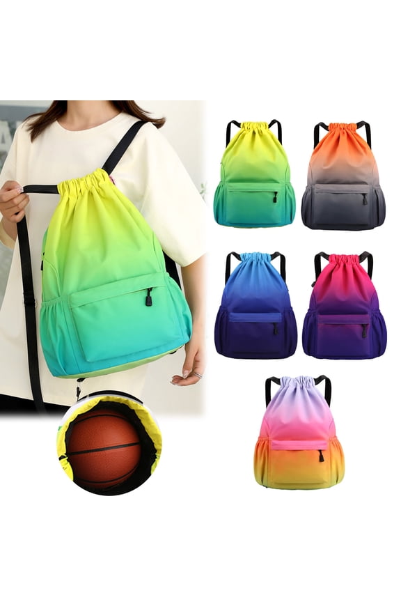 Drawstring Backpack,Unisex Tie Dye Bag With Outside Zipper Pocket, Oxford Drawstring Bags for Sports, Work