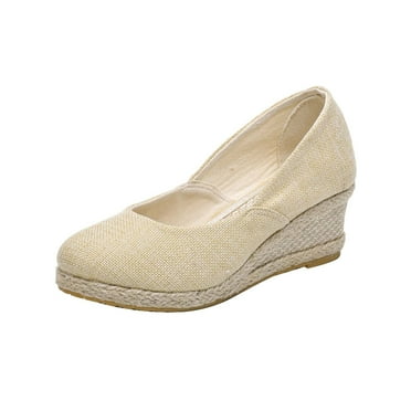FNFYFH Espadrille Dressy Wedge Sandals,Close Toe Espadrilles Wedge Sandals, Comfortable Platform Sandals Casual Shoes Suitable for Vocation Beach Dressy Summer Shoes