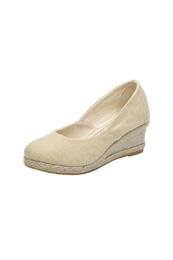 Espadrille Dressy Wedge Sandals,Close Toe Espadrilles Wedge Sandals, Comfortable Platform Sandals Casual Shoes Suitable for Vocation Beach Dressy Summer Shoes