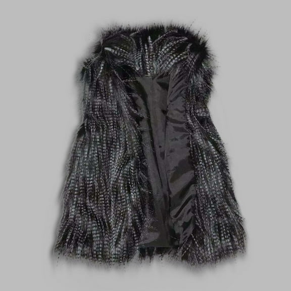 FNFYFH Faux Fur Vest for Women Stand Collar Fuzzy Waiscoat Sleeveless Fluffy Outwears Open Front Plush Jackets
