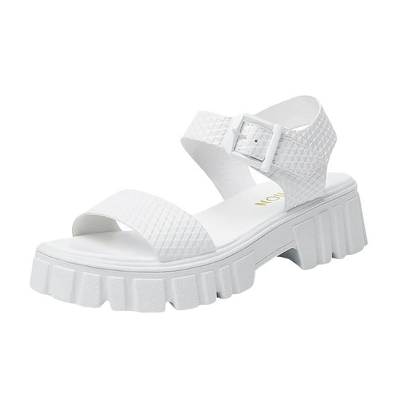 FNFYFH Flatform Platform Sandals for Women Dressy Cute Open Toe One Band Two Tone Sandals,Adjustable Buckle Sandals, Comfortable Wedding Sandals for Women