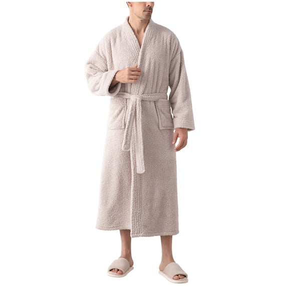 FNFYFH Fleece Kimono Robe for Adult Full Long Soft Towel Bathrobe Cozy Plush Spa Bath Robes Quick Dry yet Warm