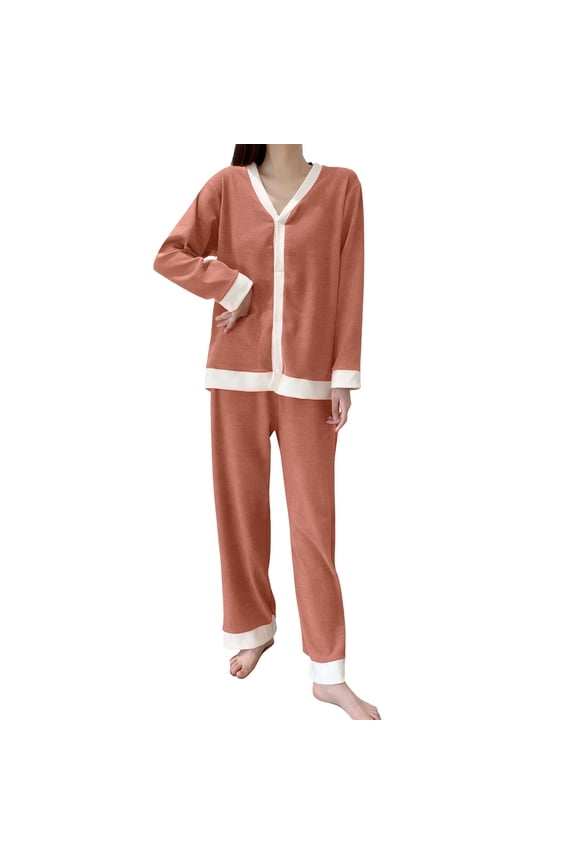 Fleece Pajamas Women Casual Sherpa Lined Fuzzy Pajama Fall Winter Outfits Warm Cozy Thermal Lounge Set