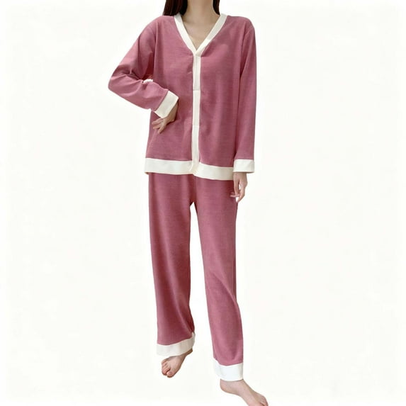 FNFYFH Fleece Pajamas Women Casual Sherpa Lined Fuzzy Pajama Fall Winter Outfits Warm Cozy Thermal Lounge Set
