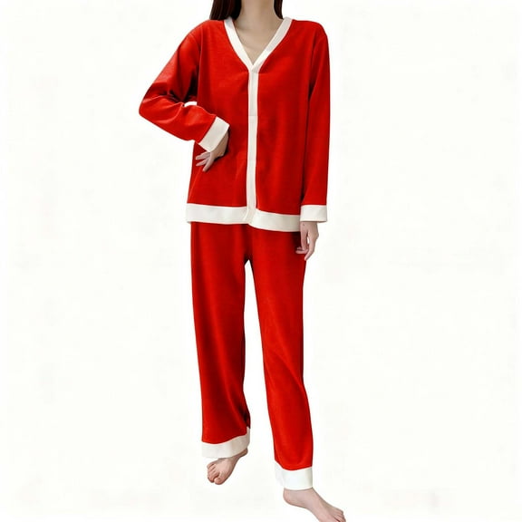 FNFYFH Fleece Pajamas Women Casual Sherpa Lined Fuzzy Pajama Fall Winter Outfits Warm Cozy Thermal Lounge Set