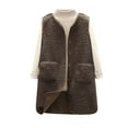 thumbnail image 1 of FNFYFH Clearance Fleece Vest for Women Winter Button Vest with Pockets Fuzzy Fluffy Sleeveless Jackets Coat Warm Lined 2025 Ladies Solid Jacket Khaki XL, 1 of 7