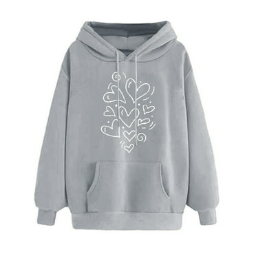 FNFYFH Heart Hoodies for Women Comfy Fleece Workout Sweatshirts with Pockets Dressy Causal Long Sleeve Running Tops Stylish Drawstring Hoodie Yellow XXXL Clearance Deals